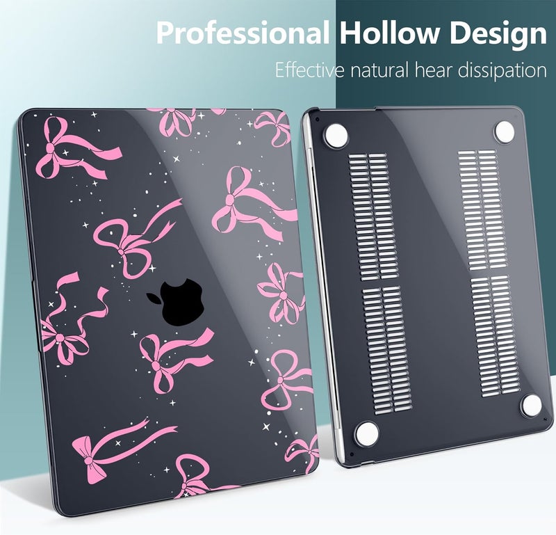 DONGKE for M4 MacBook Air 13.6 Inch Case 2025 2024 2023 2022 Model A3240 A3113 A2681 M3 M2 Chip, Plastic Hard Shell Case Cover with Touch ID for MacBook Air 13 Inch M4 - Bows & Stars - Image 4